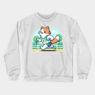 Purrfect Parkrun: Feline Fitness Fun Crewneck Sweatshirt